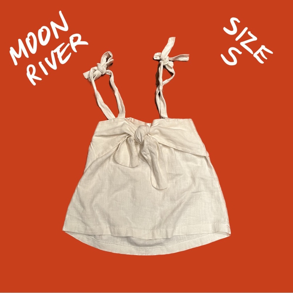 Moon River White Bow Tie Top